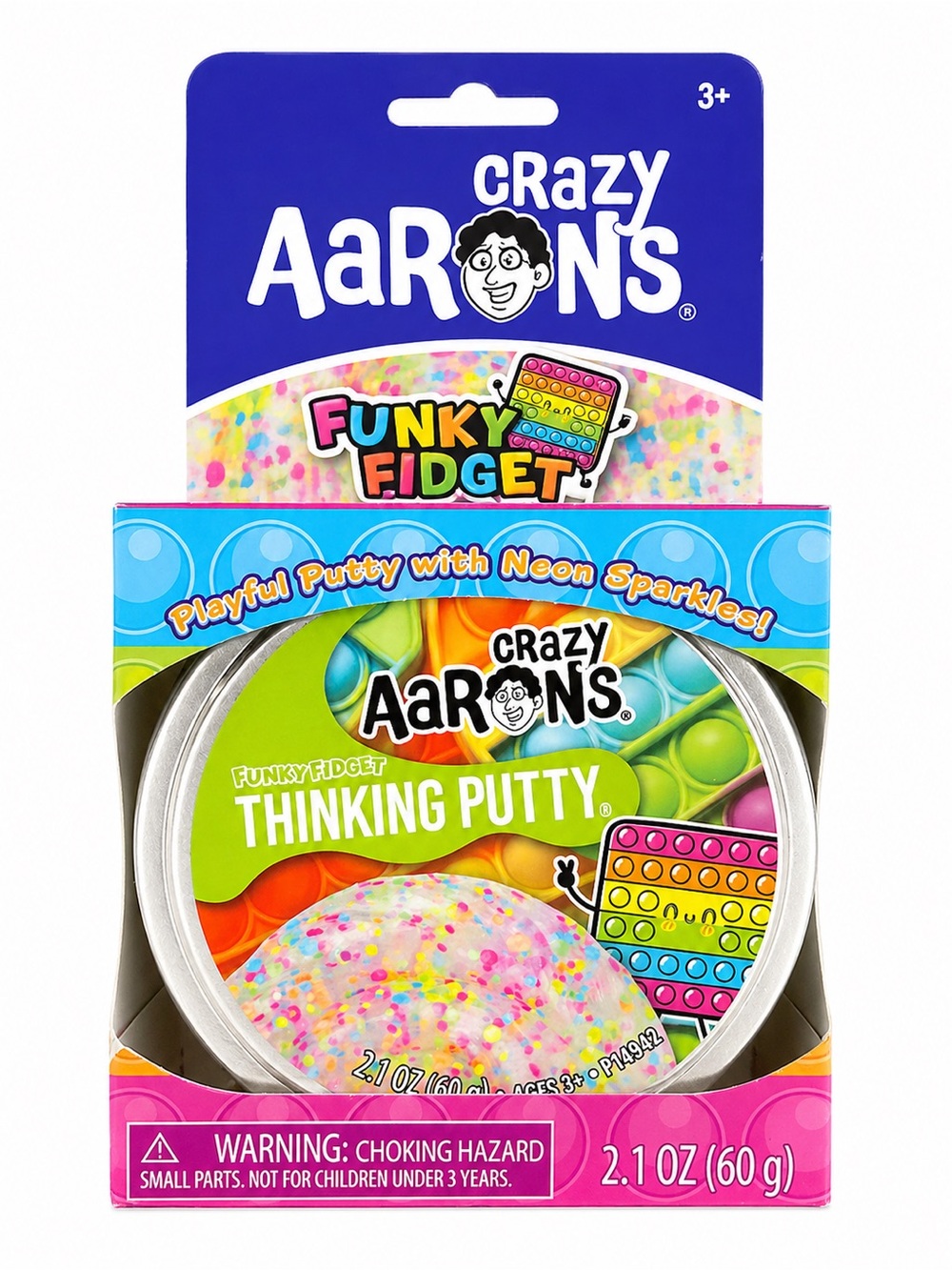 Crazy Aaron's Funky Fidget Thinking Putty - White Confetti. Stress Relief Toy.